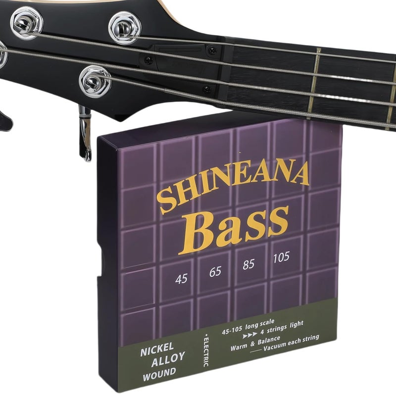 YWYLL 4-String Electric Bass Strings - Nickel Alloy Wound with German Hex Steel Core | Full Coated for Longevity | Vacuum Sealed (45-105 Medium) | Smooth Feel & Balanced Warm Tone - Image 1